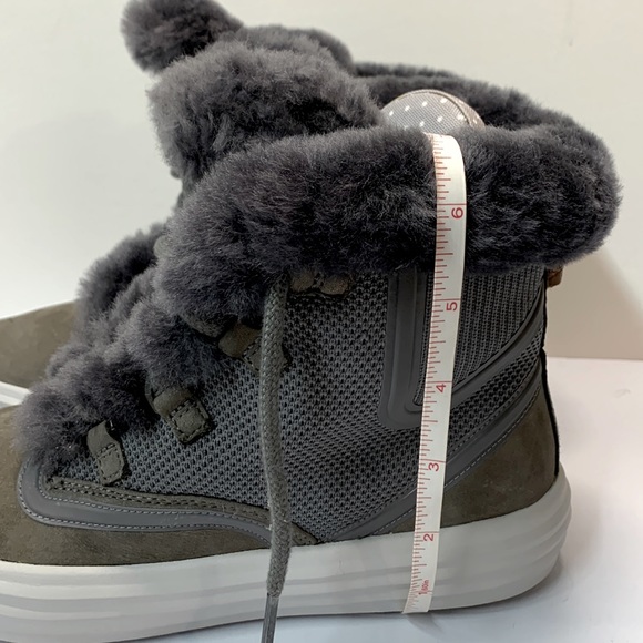 Grey Leather Shearling Boots - Picture 10 of 16